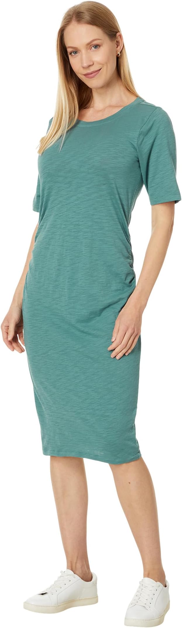 

Платье Mod-o-doc Short Sleeve Gathered Sideseam Midi Dress, цвет Teal Lagoon