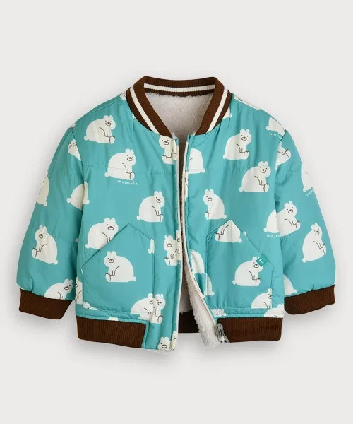 Детская куртка-бомбер reversible big bear padded moimoln, сине-зеленый — фото 4
