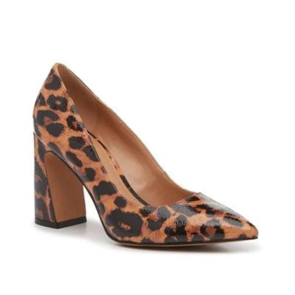 Мужские туфли-лодочки Vince Camuto Ableen коричневого цвета с леопардовым принтом на блочном каблуке ZAP1951
