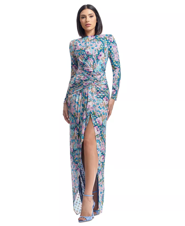 

Женское платье Romera с длинными рукавами и принтом в виде глянцевых точек Dress the Population, зеленый