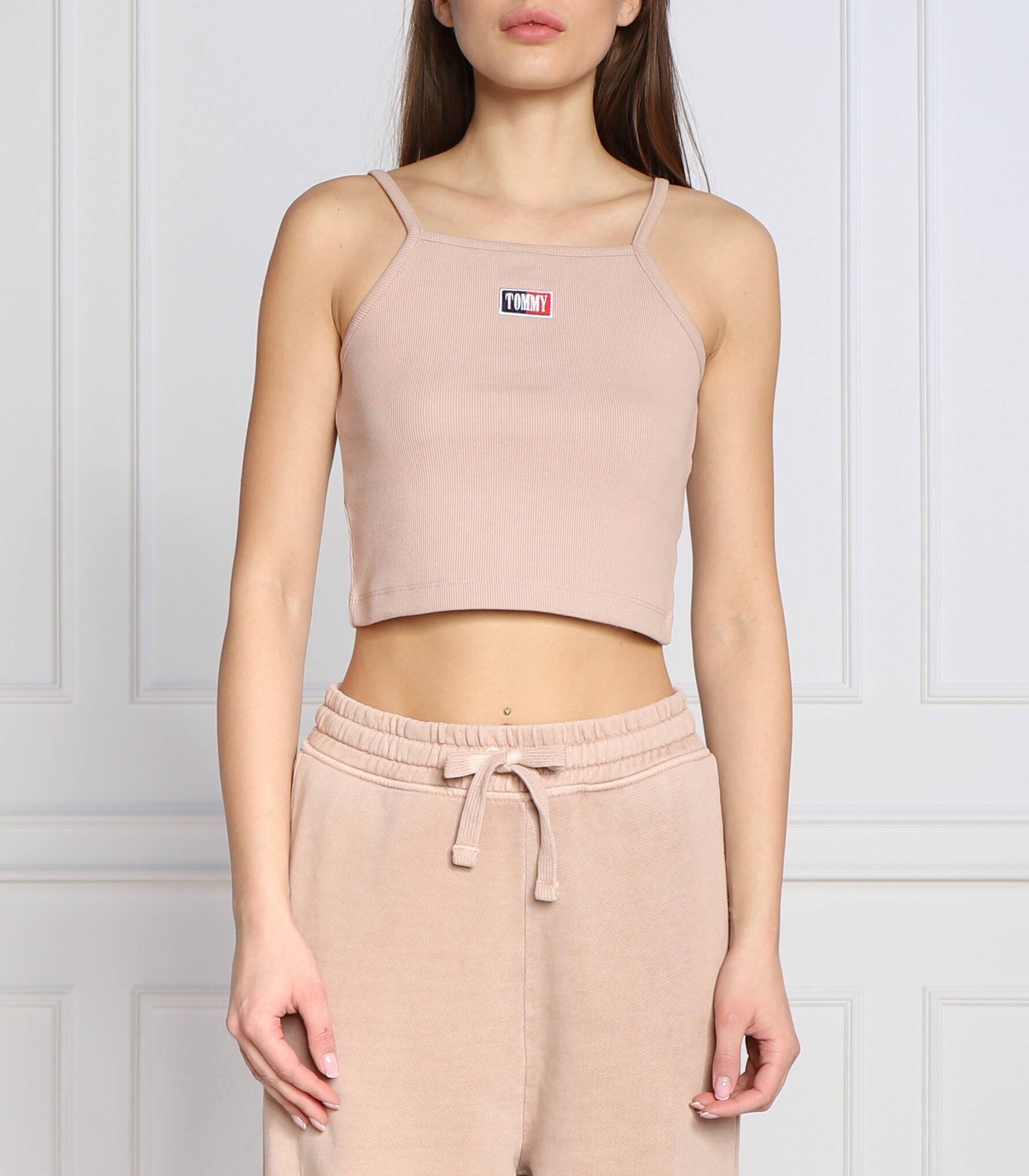 

Топ Tommy Jeans cropped fit, кремовый