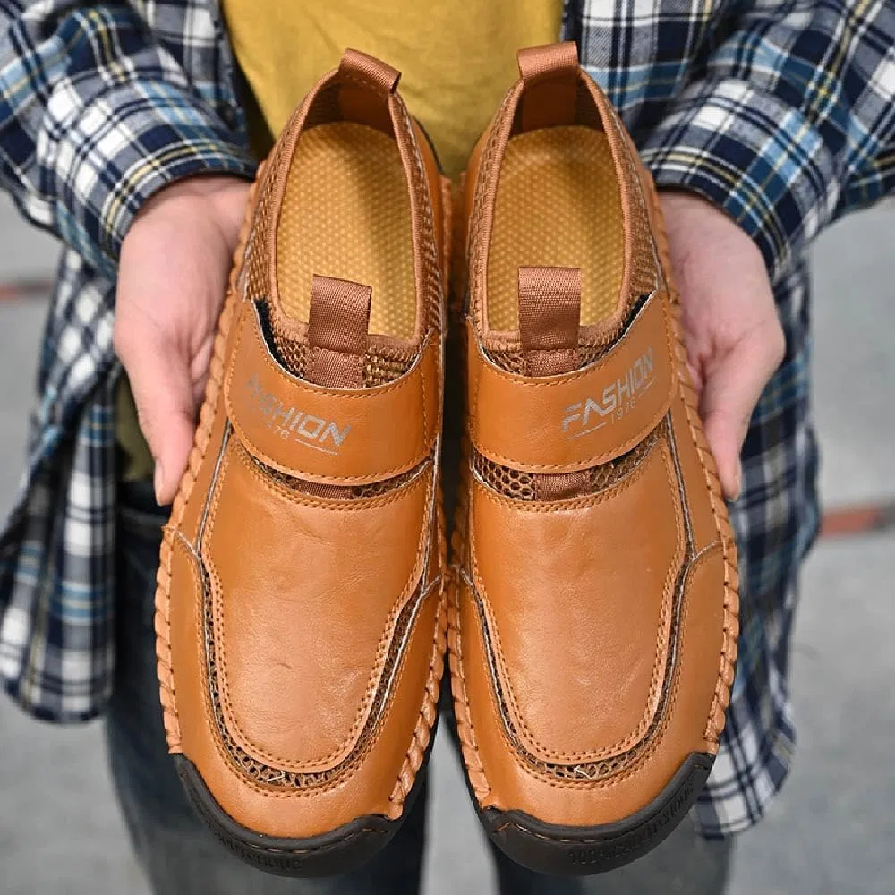 Мокасины кожаные Men's Genuine Leather Casual Loafers, желтый Zentavi — фото 2