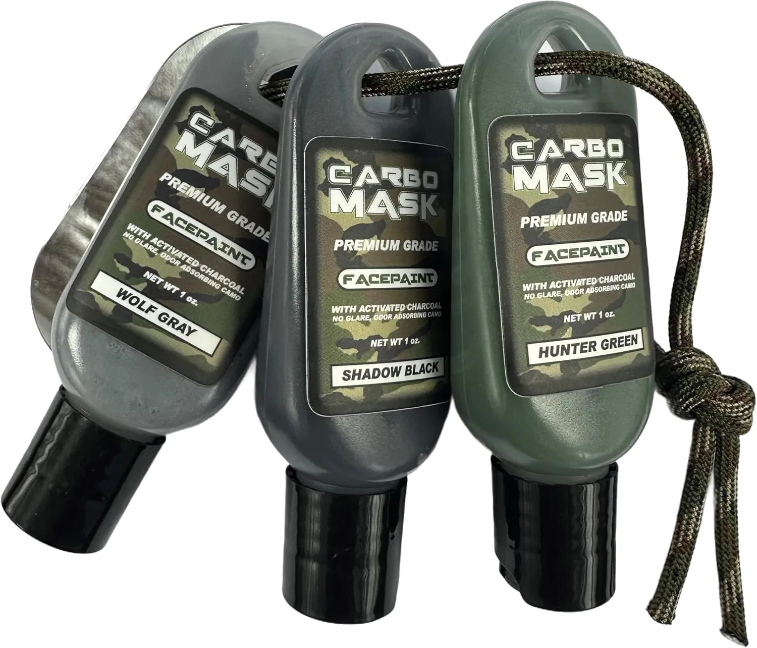 Маска для лица Carbomask — Carbomack Premium Performance Camo Face Paint, 3 упаковки по , черный, зеленый, серый, 109 г