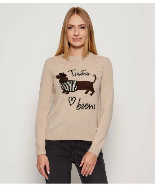 

Свитер из шерсти нитры Regular fit Weekend Maxmara, бежевый