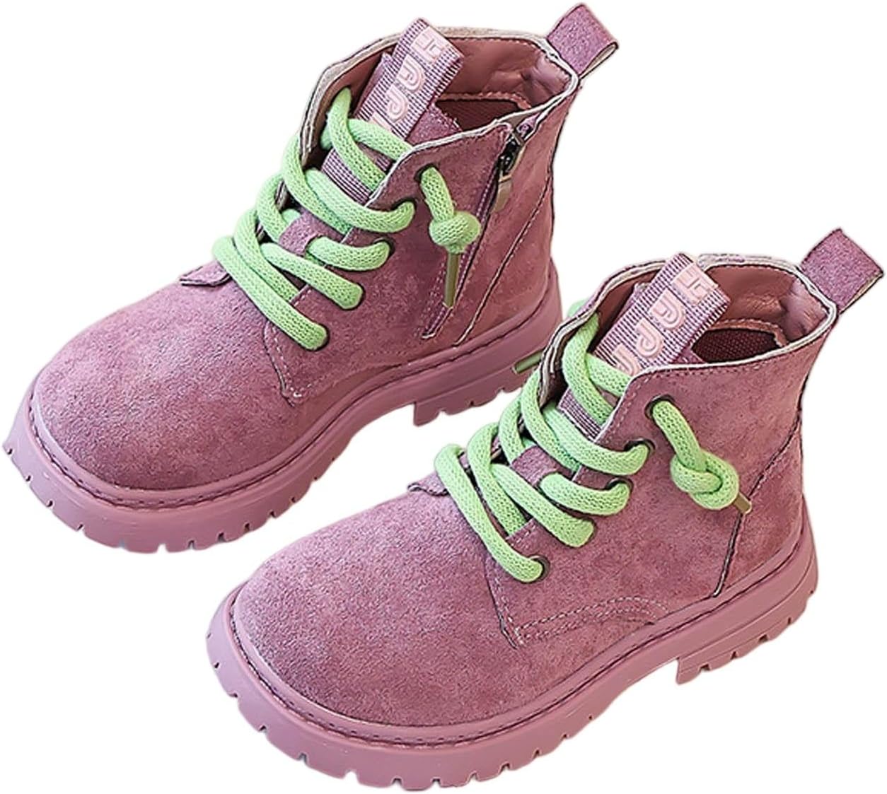 

Детские ботинки на шнуровке для девочек, с боковой молнией, из искусственной кожи, с массивной подошвой, короткие ботильоны, для детей 3-11 лет Zzalalana, Purple