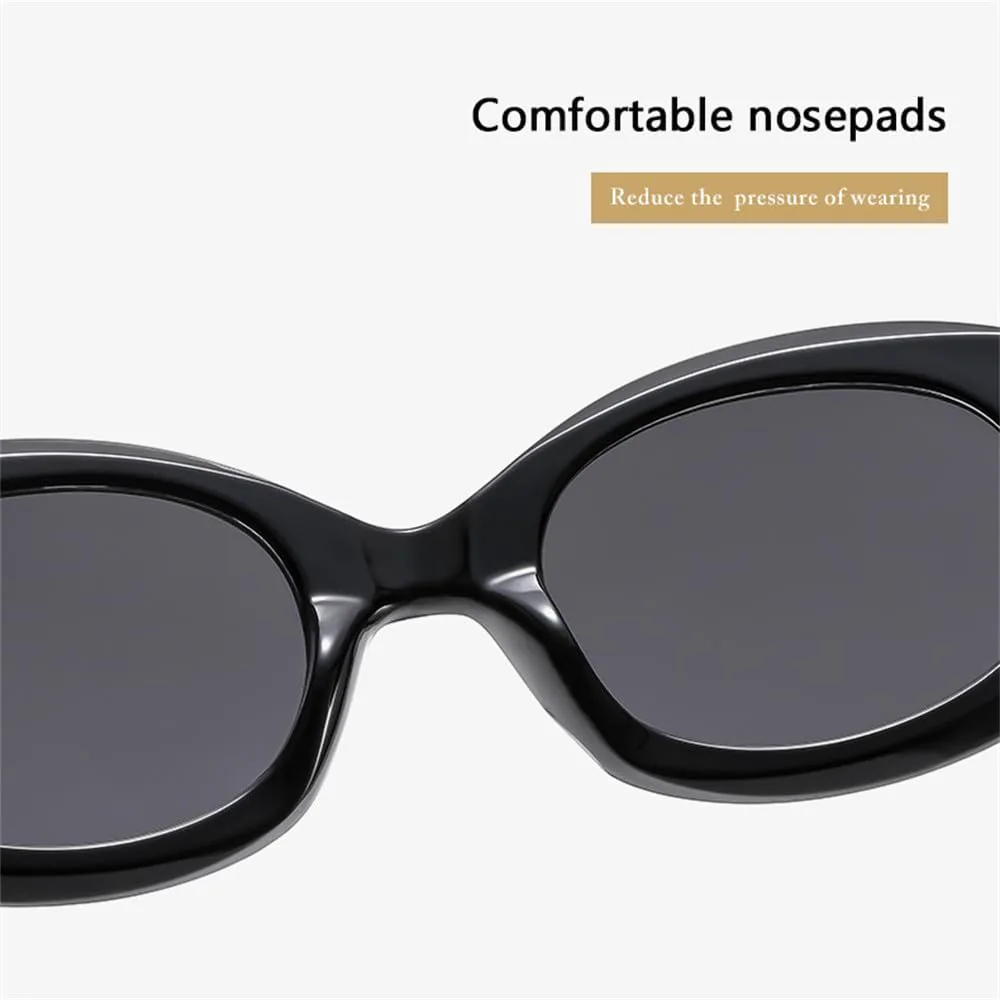 

Солнцезащитные очки в овальной оправе, солнцезащитные очки в маленькой оправе, универсальные, модные, в стиле Y2K, для отдыха, улицы, стрельбы KTUCN, Black