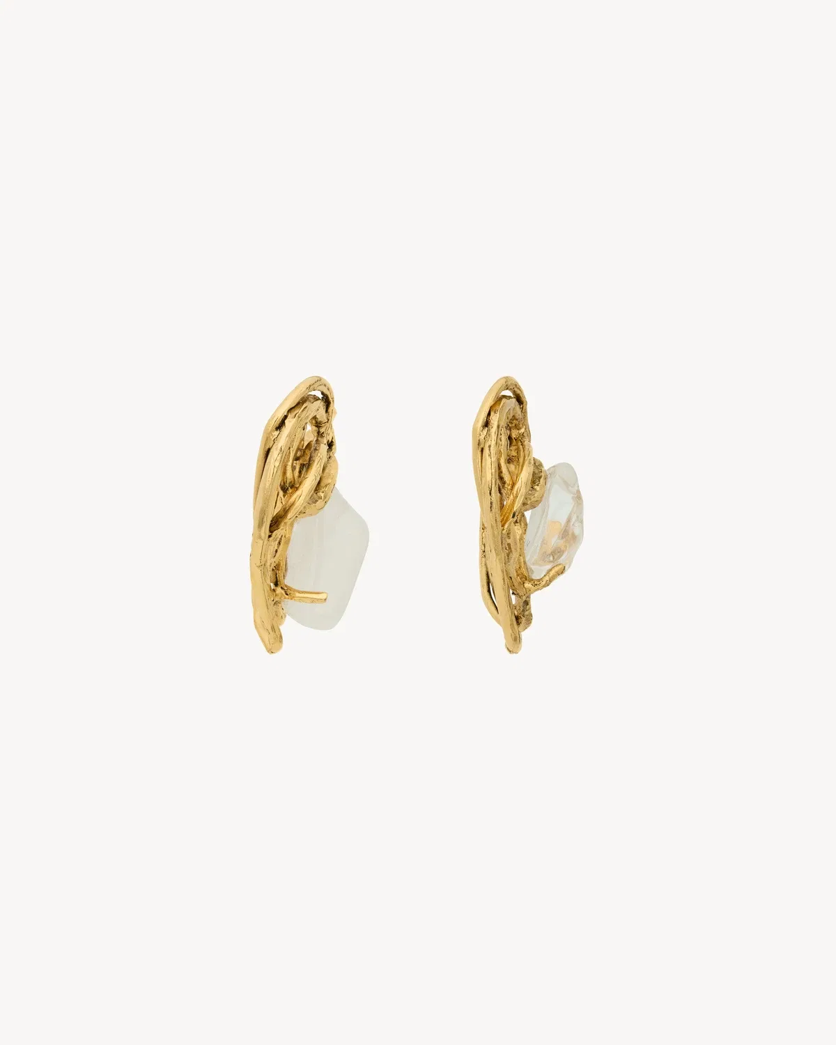 Серьги-сердца из кварца и металла SAINT LAURENT, золотой — фото 4