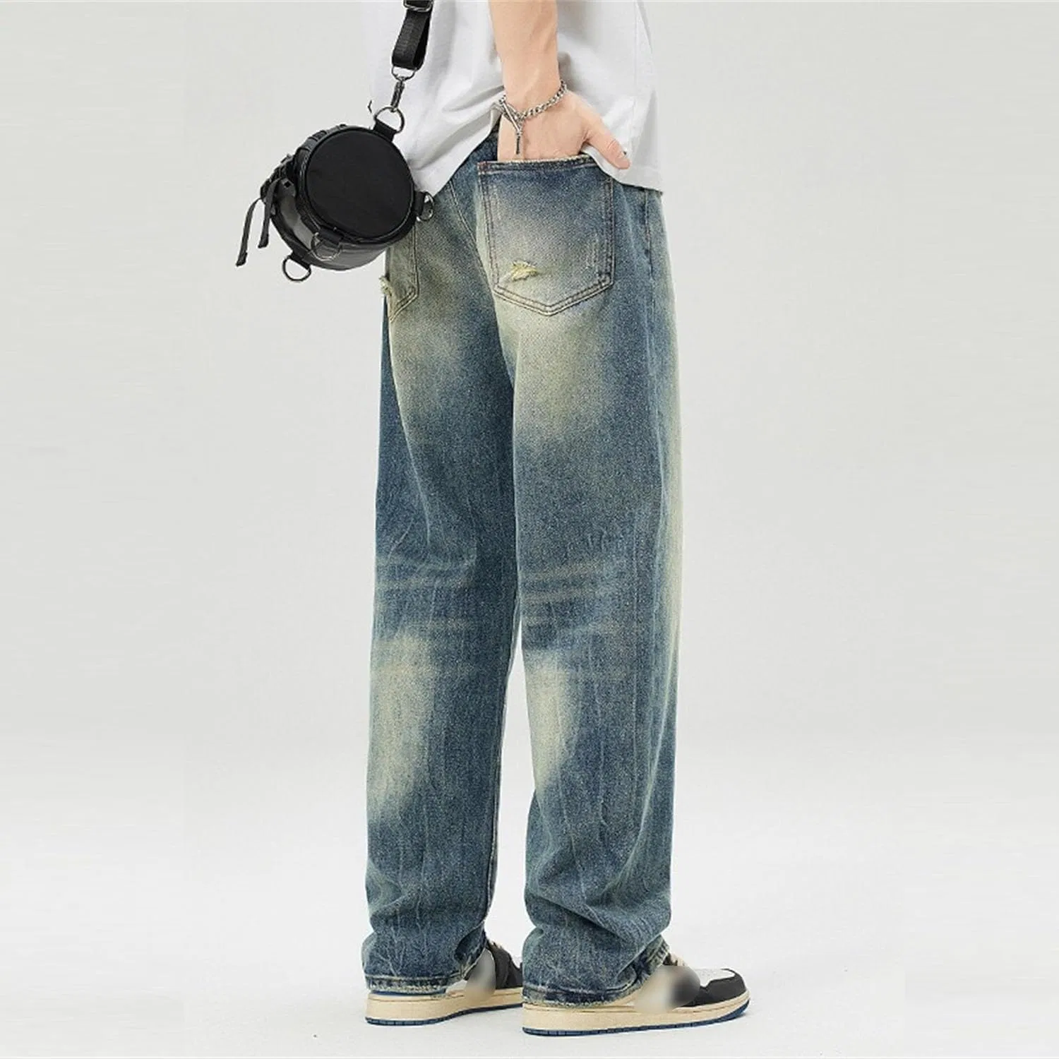Джинсы широкие Casual Loose Long, Синий — фото 4
