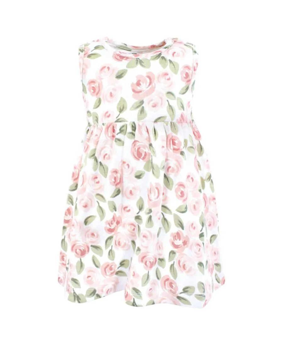 Удобный хлопковый комплект из платья и подходящего кардигана Hudson Baby, blush розовый floral — фото 4