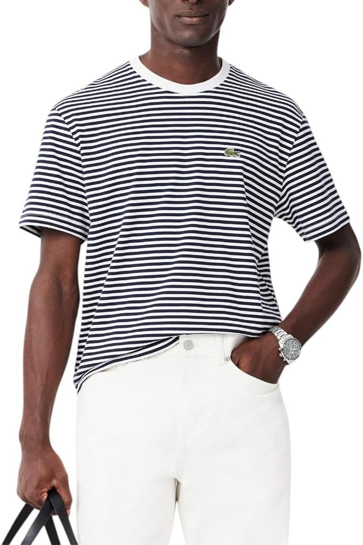 

Мужская футболка Lacoste Classic Fit с коротким рукавом и круглым вырезом, White/Navy Blue, Белый, Мужская футболка Lacoste Classic Fit с коротким рукавом и круглым вырезом, White/Navy Blue