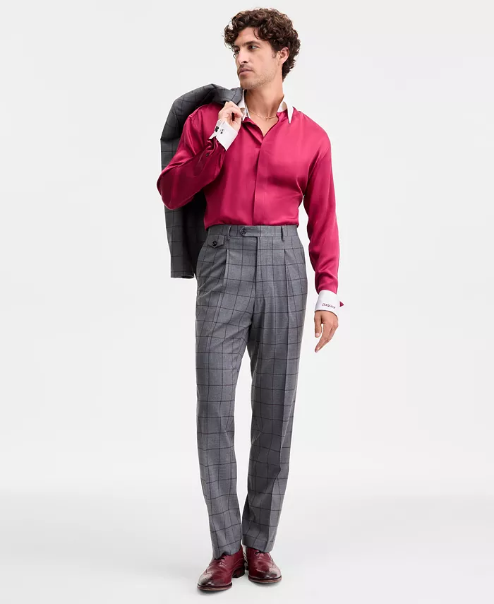 

Мужские классические брюки в клетку windowpane Tayion Collection, серый