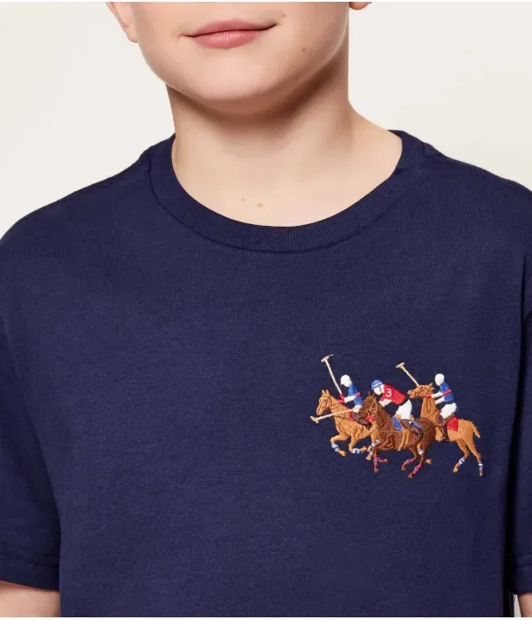 Футболка «Тройной пони» regular fit Polo Ralph Lauren, темно-синий — фото 4