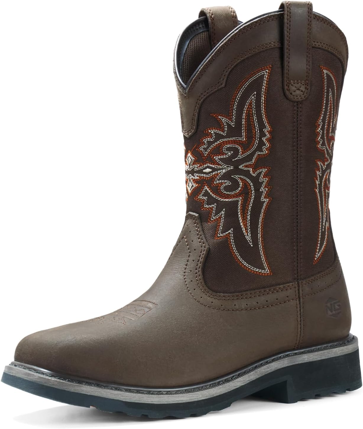 

Мужские ковбойские сапоги NINGO с квадратным стальным носком, из цельнозерновой кожи с оксфордской отделкой, противоскользящие, комфортные западные сапоги с защитой EH, для строительства, сельского хозяйства и работы на открытом воздухе, темно-к...