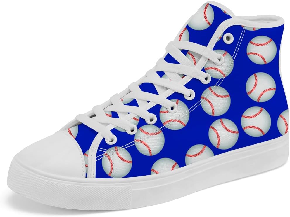 

Кеды Chebing с принтом для мужчин и женщин, высокие холщовые кроссовки на шнуровке, повседневная обувь, белый/синий