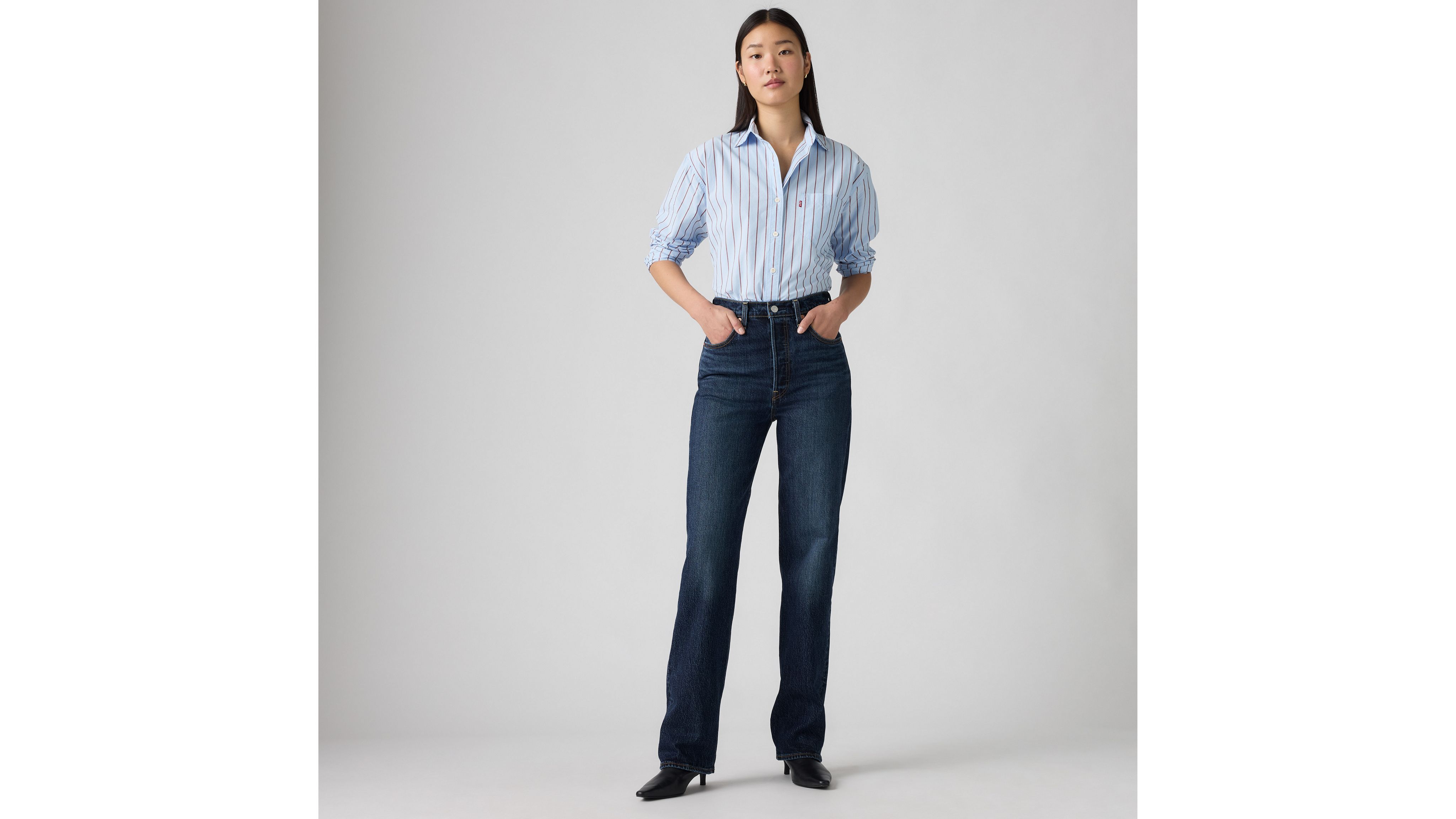 

Джинсы женские Ribcage Full Long Levi's, Apply Now - Dark Wash