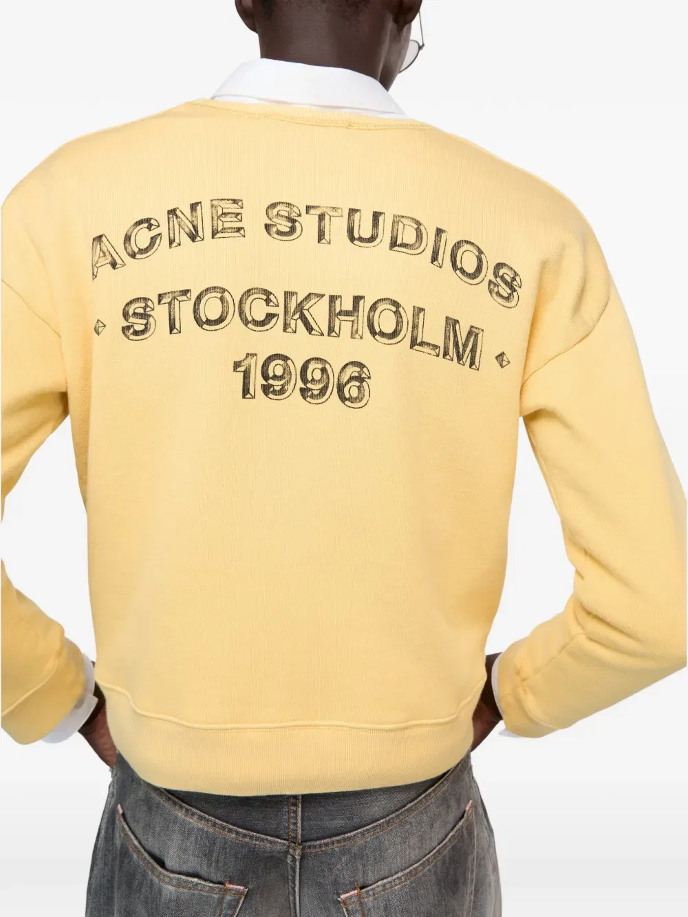 Толстовка с круглым вырезом и логотипом на спине Acne Studios, желтый — фото 4
