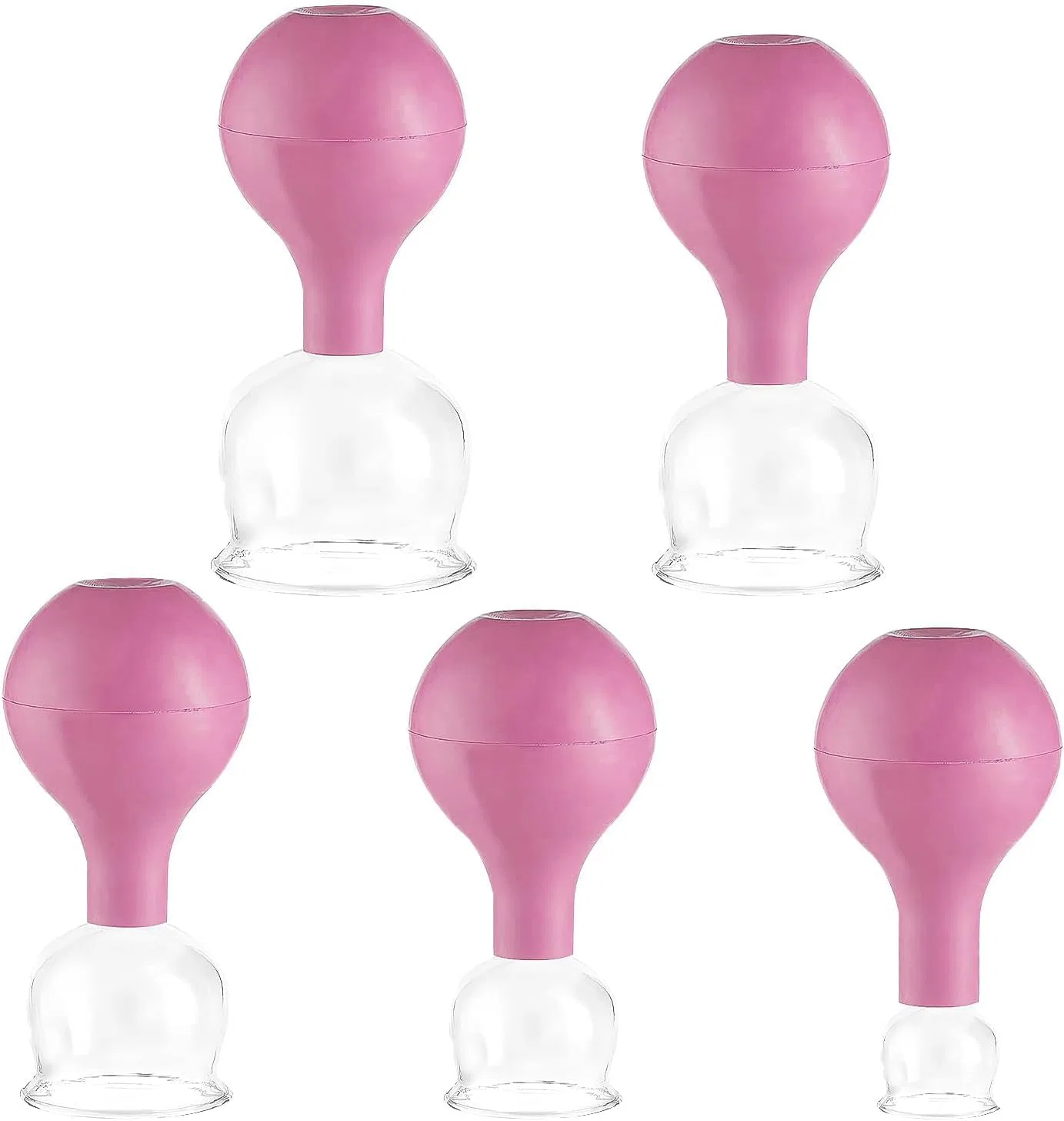 Набор силиконовых банок для вакуумного массажа, 5 шт. Qhxkqh, Pink