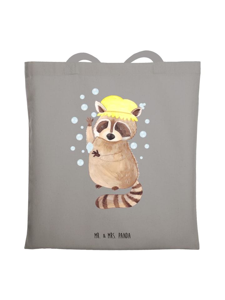 

Mr. & Mrs. Panda Сумка с изображением енота, без надписи, светло-серого цвета
