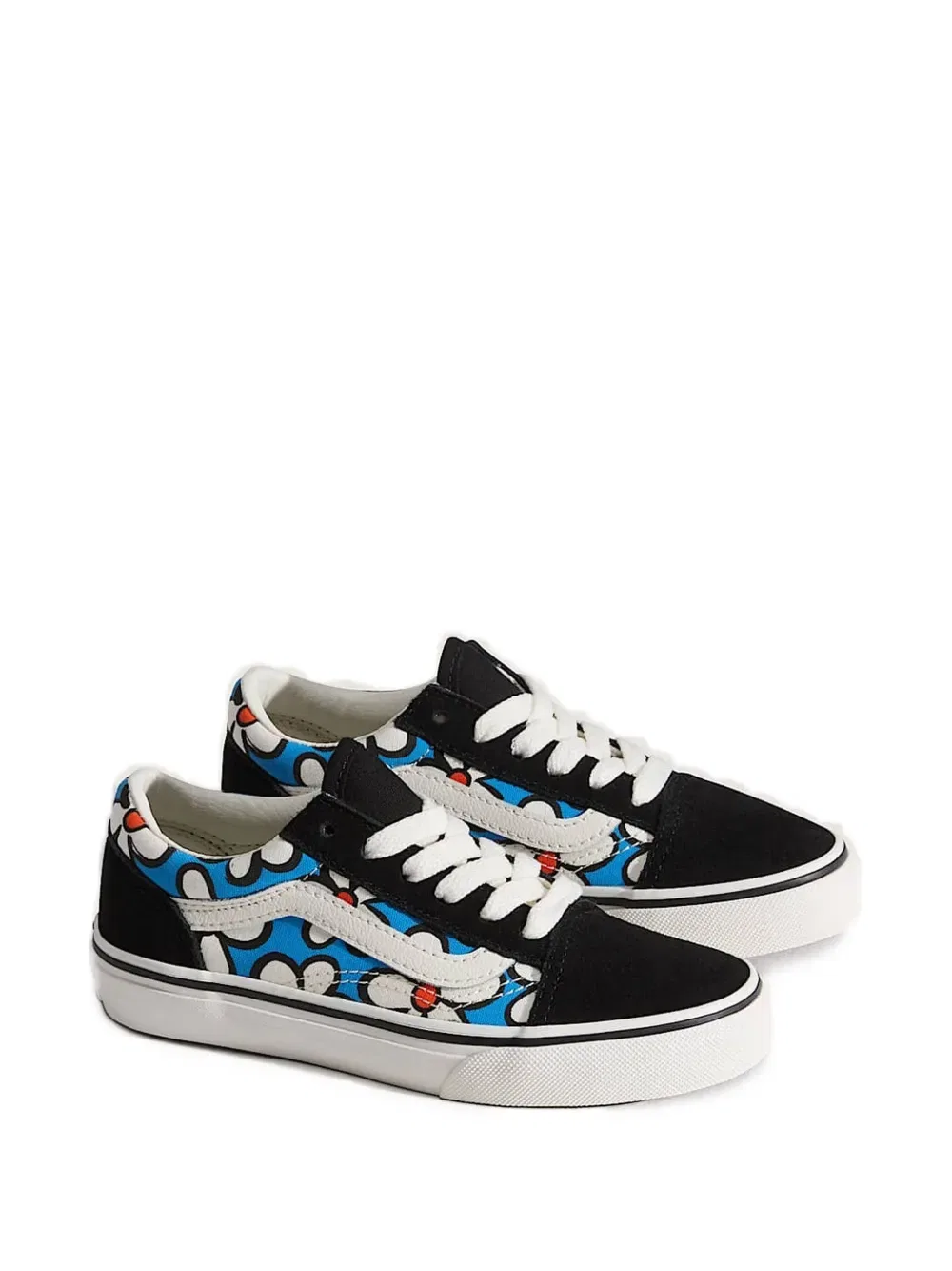 Кроссовки в стиле олдскул с цветочным принтом Vans Kids, черный
