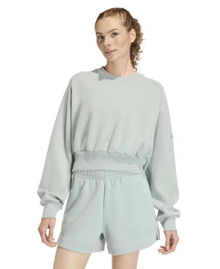 Женская мягкая толстовка Soft Lux с круглым вырезом свободного кроя adidas, Wonder Sage
