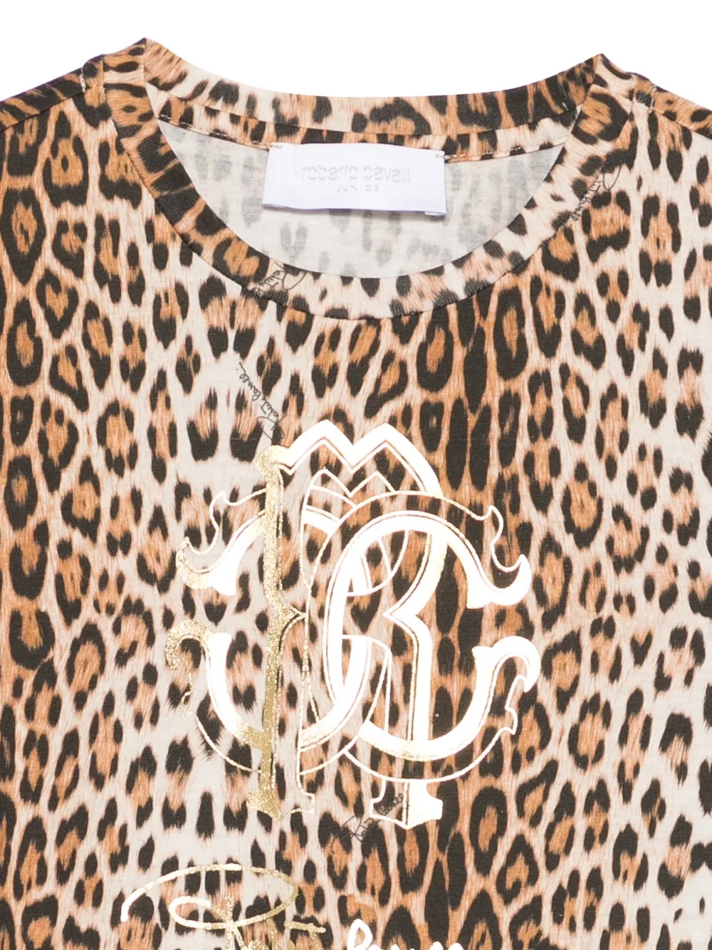 Футболка с леопардовым принтом Roberto Cavalli Junior, коричневый — фото 3