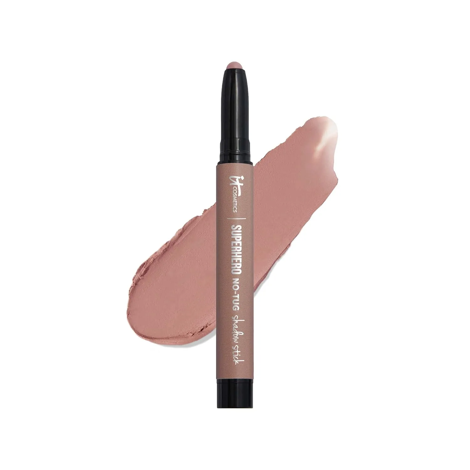 Водостойкие тени-карандаш IT Cosmetics Superhero No-Tug - стойкие, легко растушевываемые кремовые тени со встроенной базой под тени. Подходят для чувствительной кожи вокруг глаз. 0,05 унции., Bare Brave (matte rose)