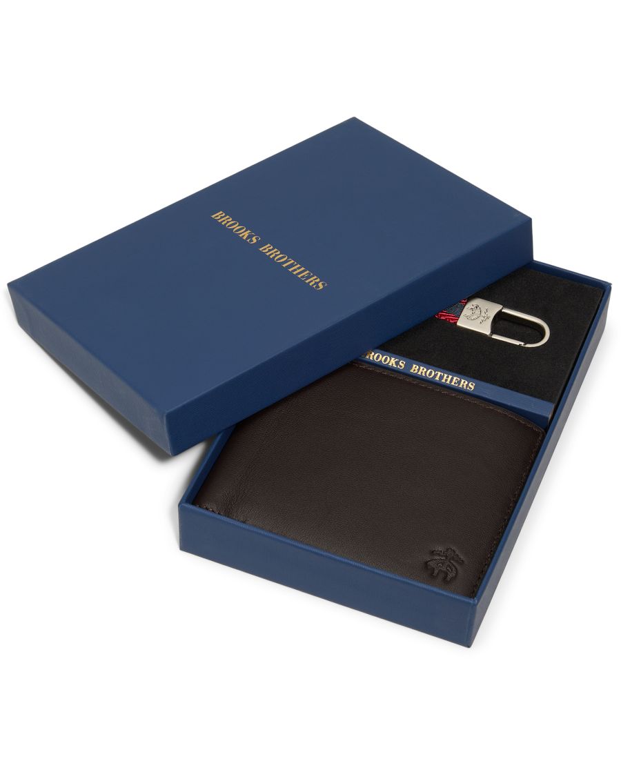 

Мужской складной кошелек и брелок в подарочной упаковке Brooks Brothers, Brown