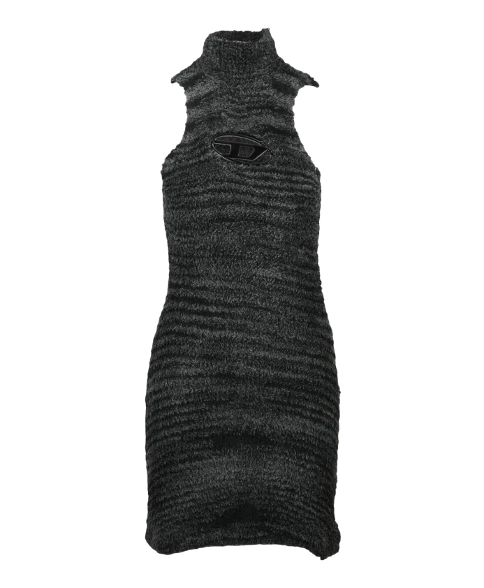 Длинное платье из губчатой ткани с эластичным кроем. Diesel, черный