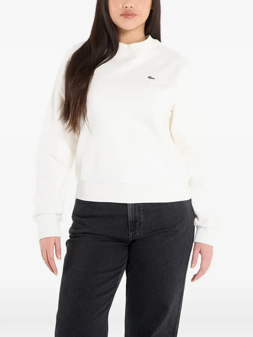 Хлопковая толстовка Lacoste, белый, классический крой