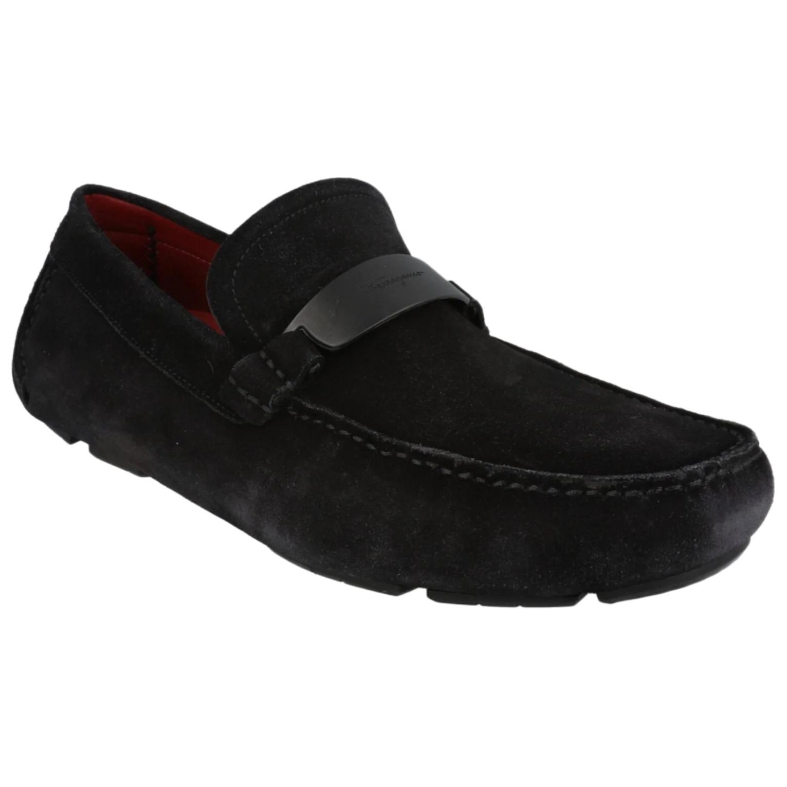 Ferragamo Evolo Suede Loafers мужские черные — фото 4
