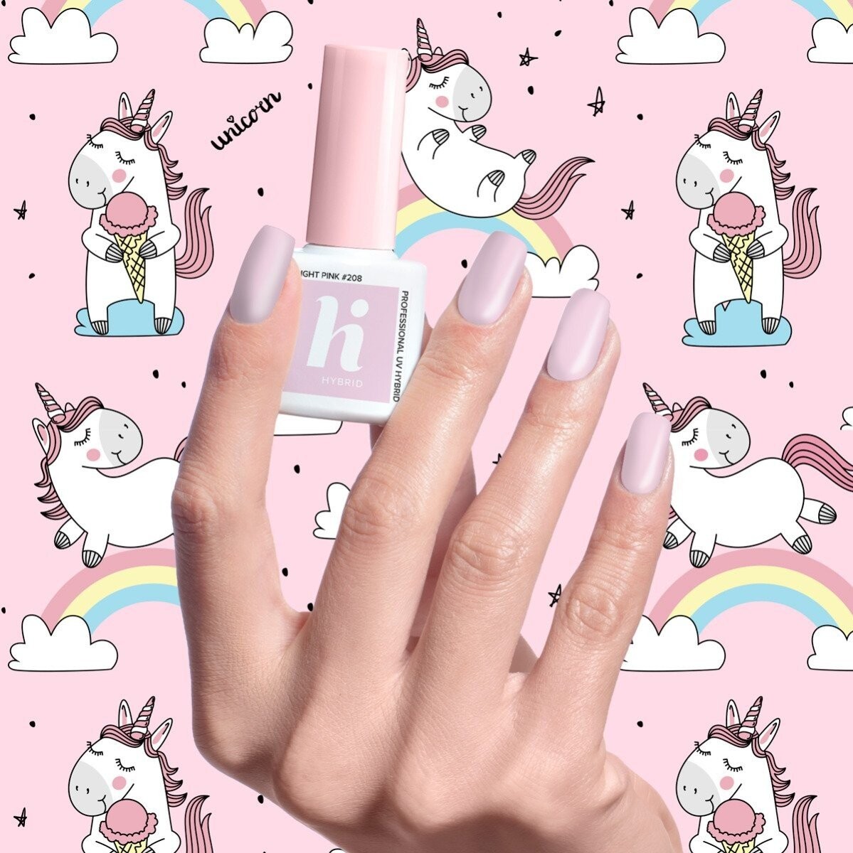 

Hi Hybrid, Единорог, гибридный лак 208 Bright Pink, 5 мл