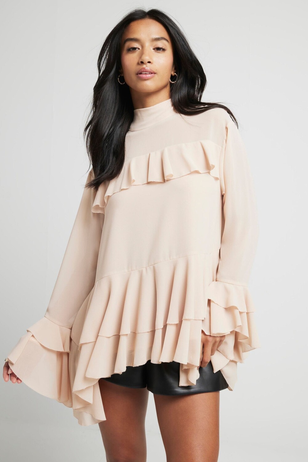 

Миниатюрная блузка с оборками River Island, розовый