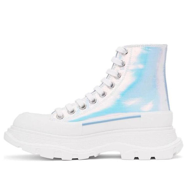 Кроссовки silver holographic tread slick platform high sneakers 'white multi' Alexander Mcqueen, белый