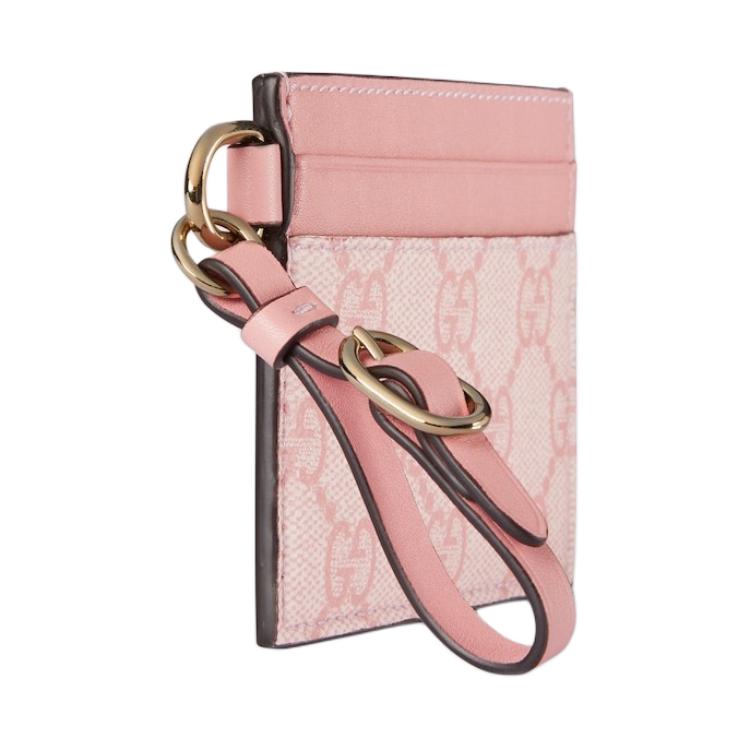 GUCCI Женский картхолдер из ткани с покрытием GG Emblem светло-розовый — фото 2