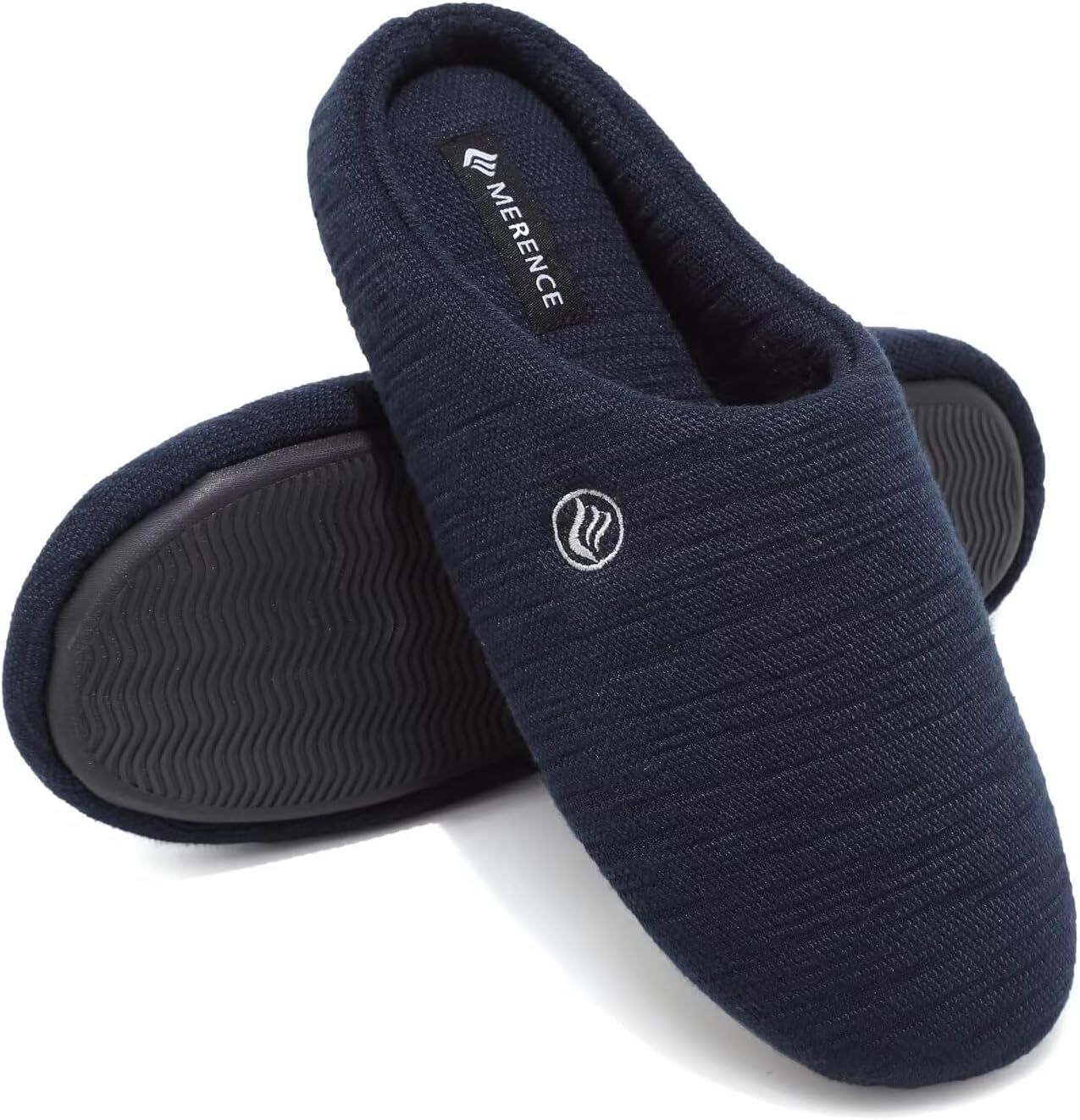 

Унисекс тапочки CIOR для мужчин и женщин с мемори-пенной стелькой, комфортные, из хлопковой смеси, закрытый носок, домашние, для носки в помещении, темно-синий