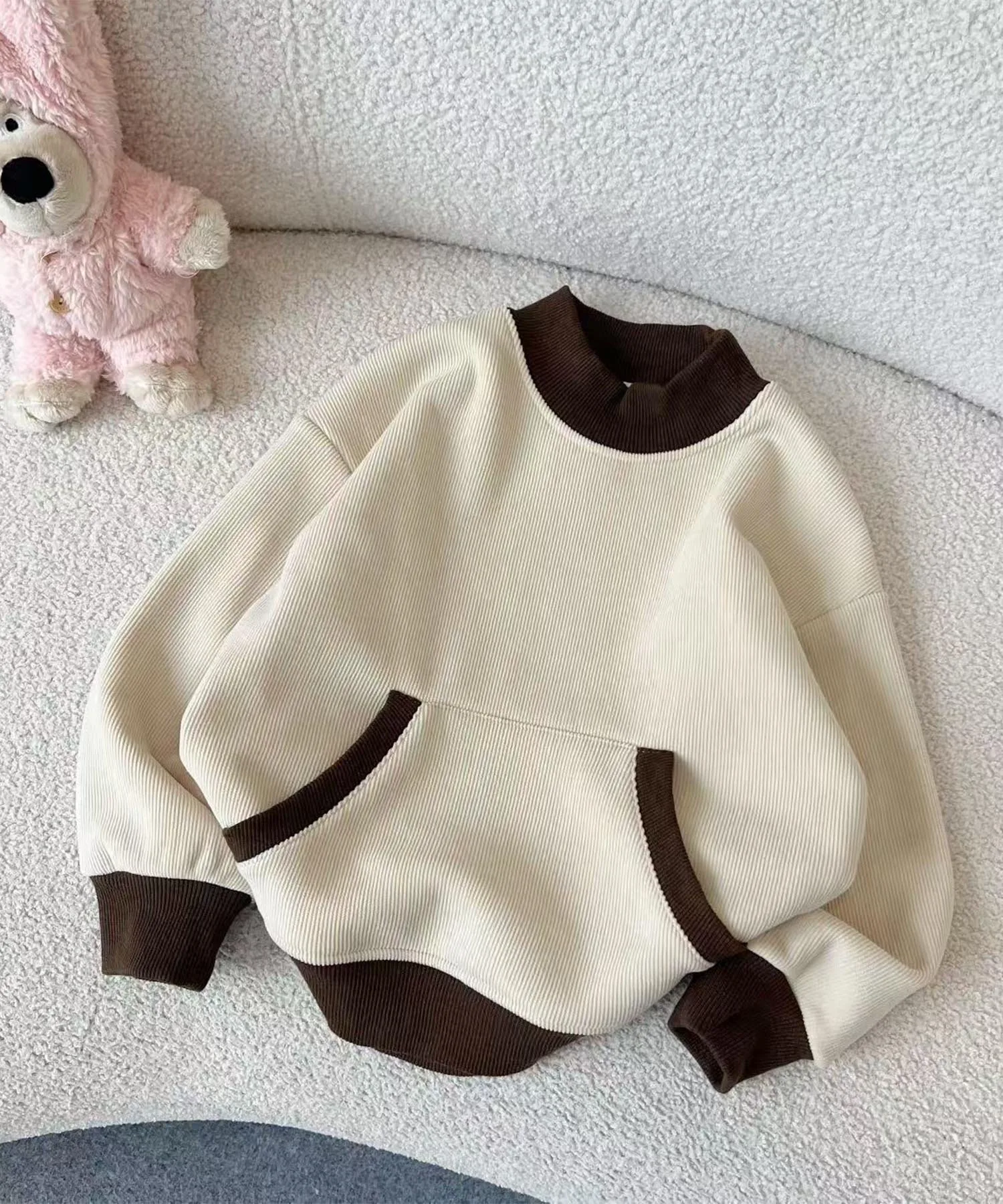 Свитшот в тон с карманами Aimoha Kids, beige