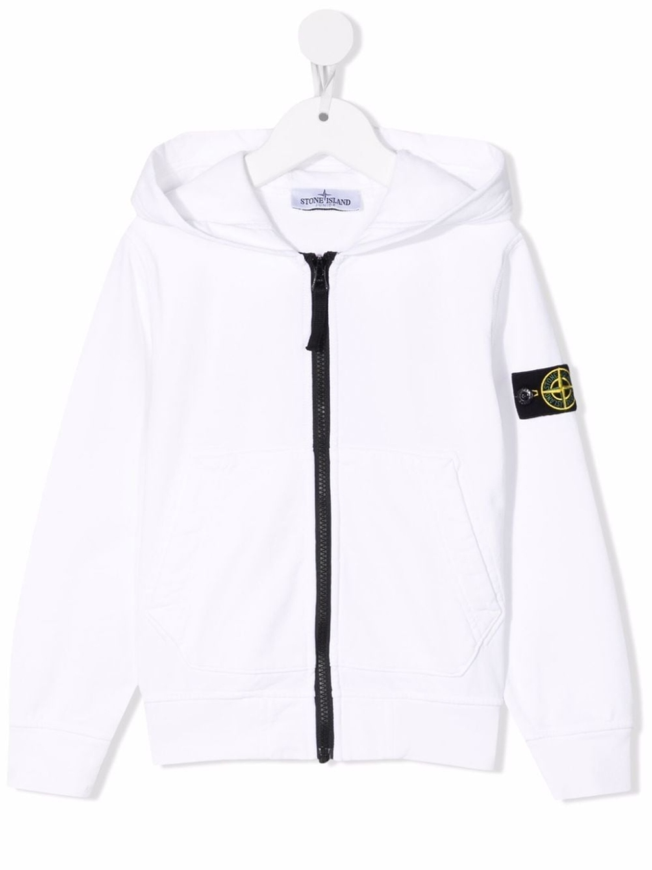 

Stone Island Junior худи на молнии с нашивкой-логотипом, белый