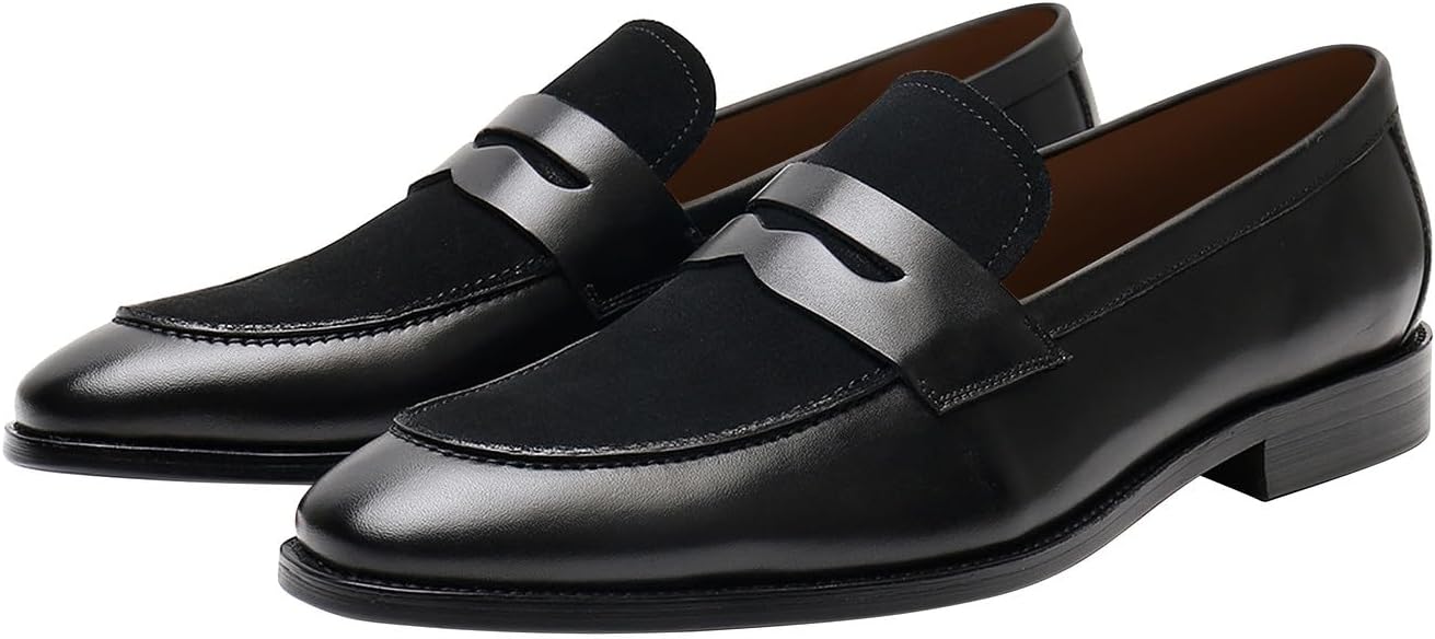 

Мужские лоферы Penny, слипоны, официальная обувь, современные, из натуральной кожи, мокасины, для выпускного, свадьбы, бизнеса, повседневного ношения, обувь под костюм, туфли-смокинг для мужчин Santimon, черный