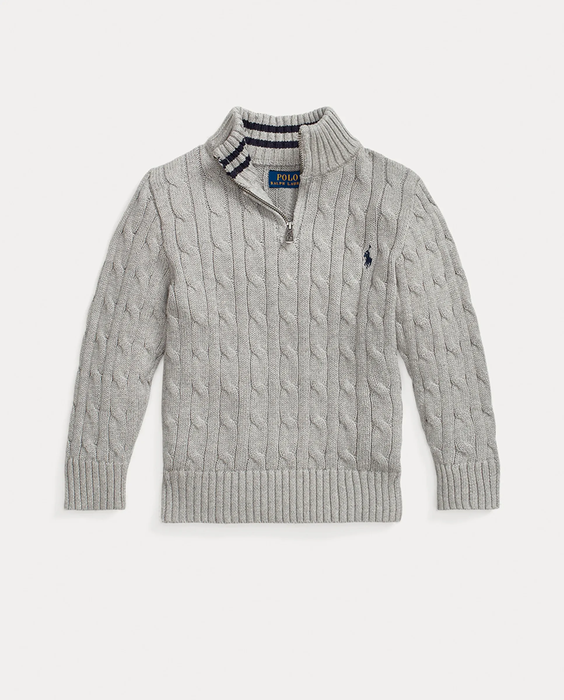 

Детский джемпер с узором "восьмерки" и полумолнией Polo Ralph Lauren, серый