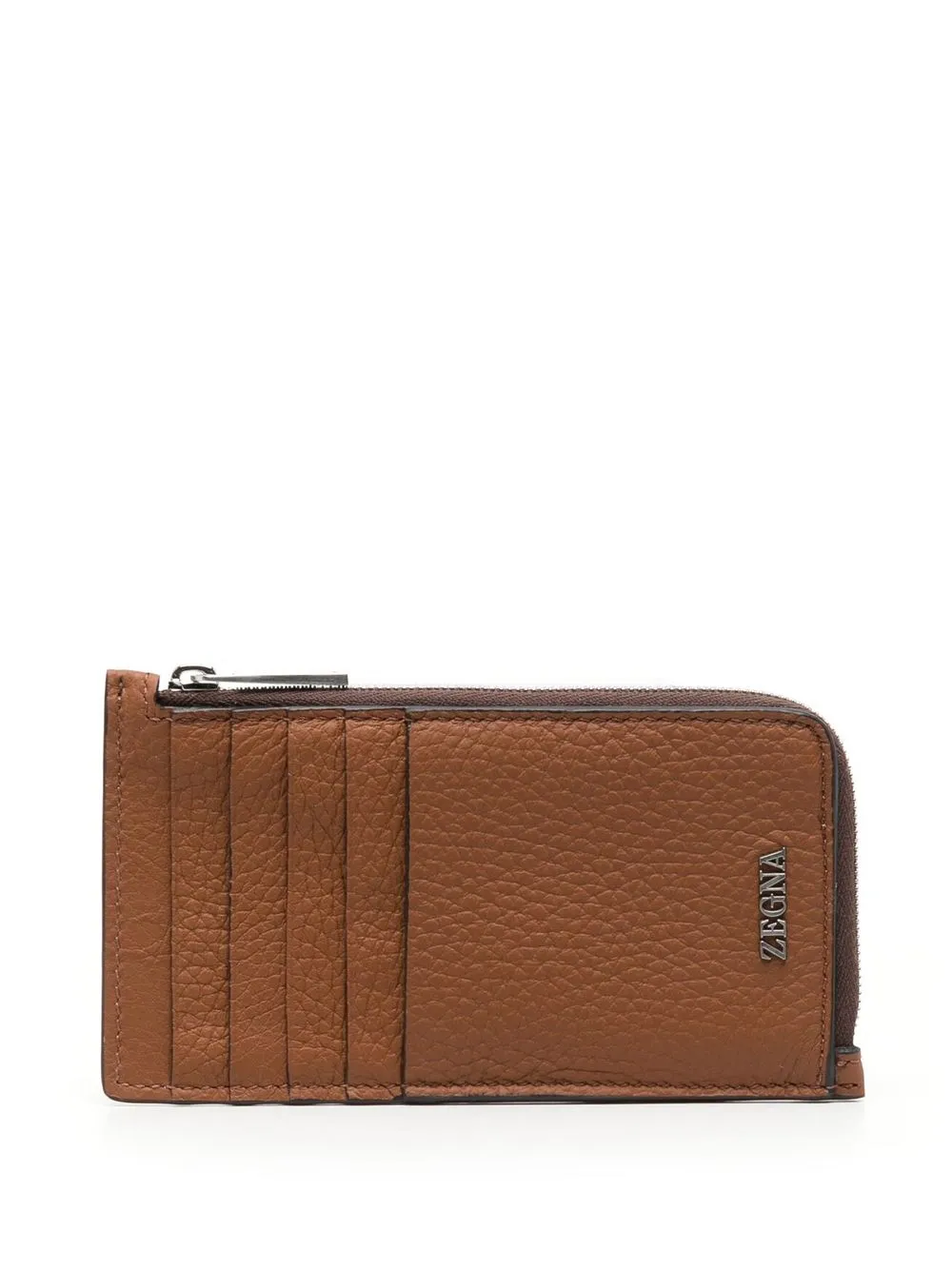 

Кошелек с круговой молнией Zegna, коричневый
