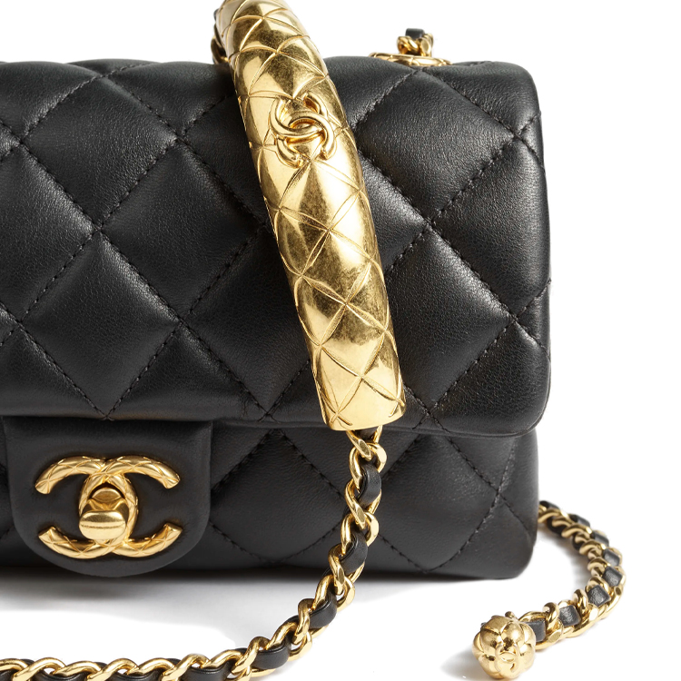 CHANEL Барсетка из ягненка мини женская черная — фото 3