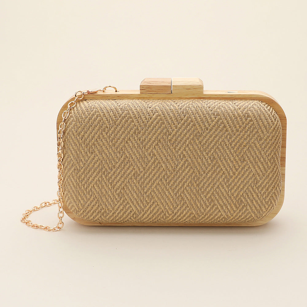 

Сумка-клатч из рафии с геометрическим плетеным узором / сумка через плечо FASHNZFAB, хаки