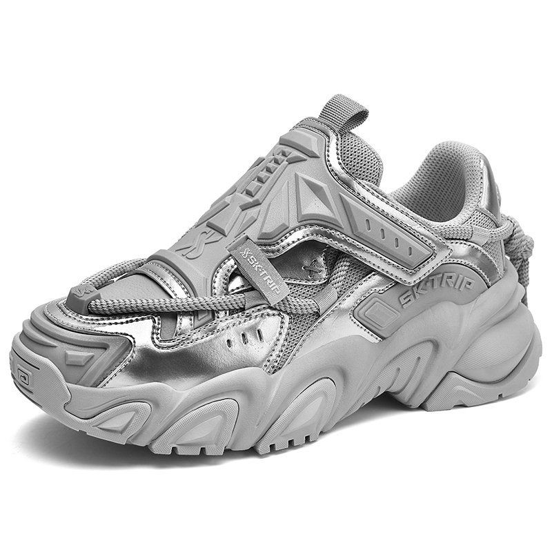 SK.TRIP Мужские кроссовки Mecha Low Top Chunky в титановом сером цвете (потертый эффект), цвет Titanium Gray (Distressed) — фото 2