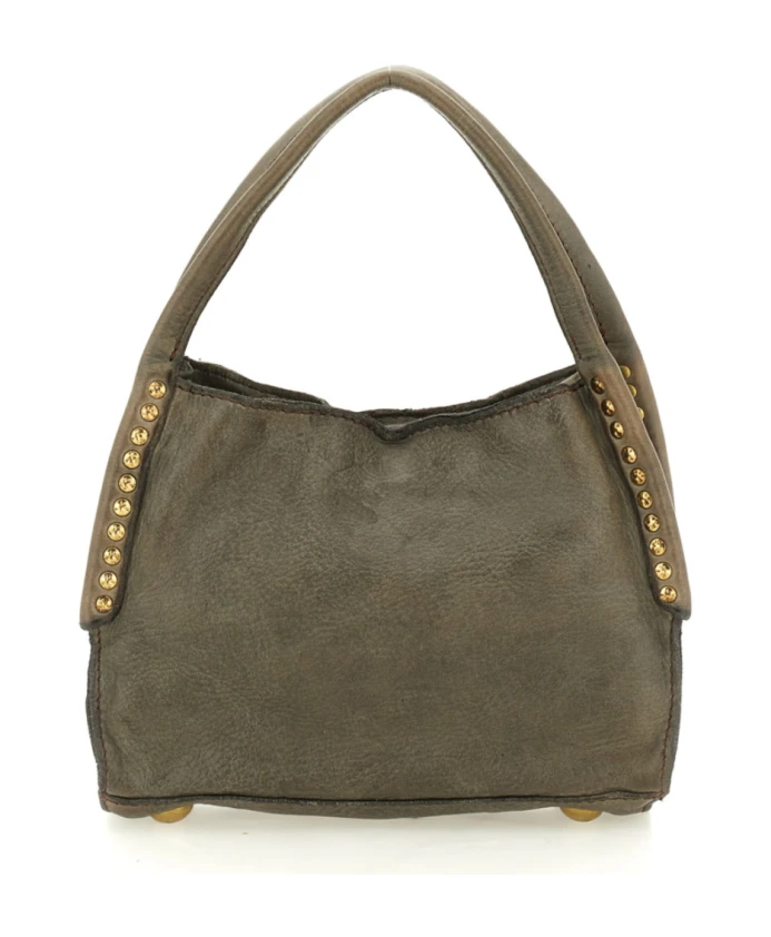 

Зеленая кожаная сумка для покупок с заклепками Campomaggi, зеленый