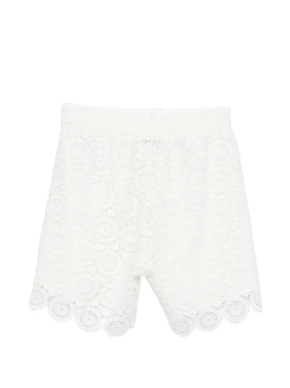 Кружевные шорты с фигурным краем TWINSET Kids, белый — фото 2