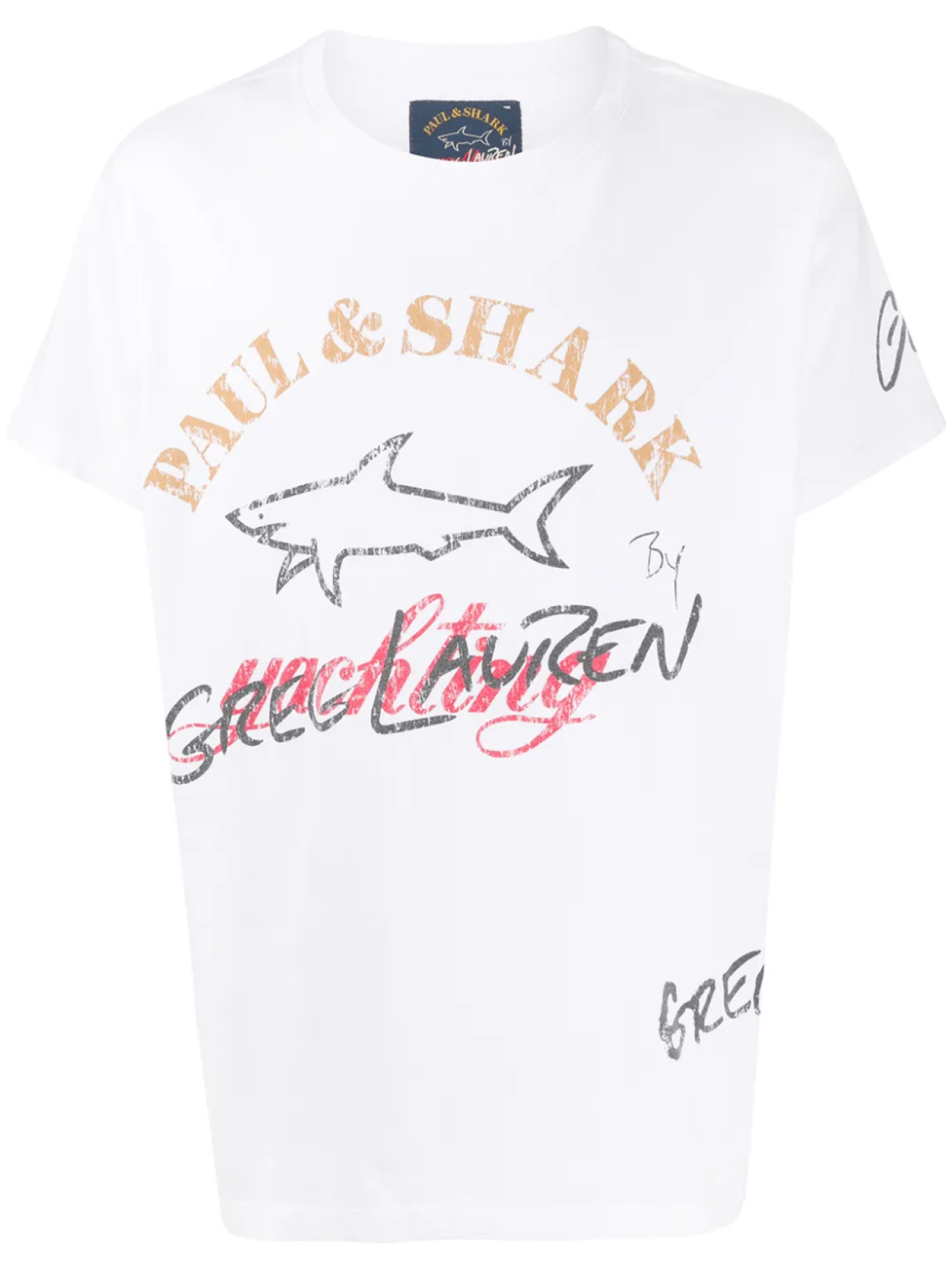 

Greg Lauren X Paul & Shark футболка с круглым вырезом и логотипом, белый