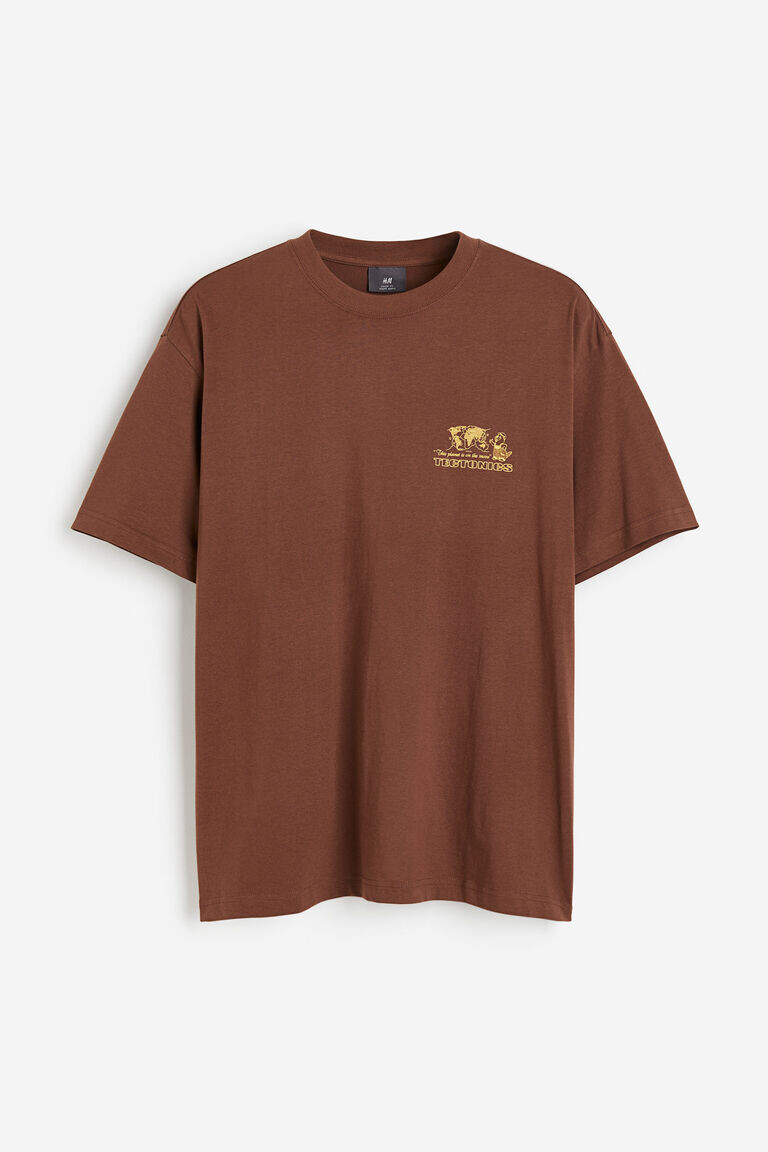 

Свободная футболка с принтом H&M, коричневый