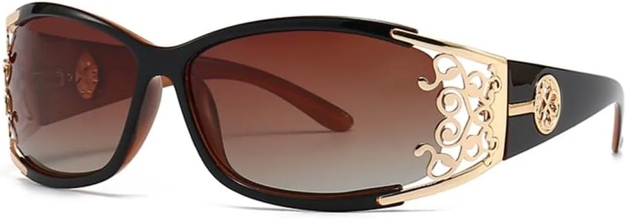 

Женские овальные солнцезащитные очки в стиле ретро с металлическими вставками и широкими дужками, оправа для туристических целей, солнцезащитные очки HDUBFY, 2