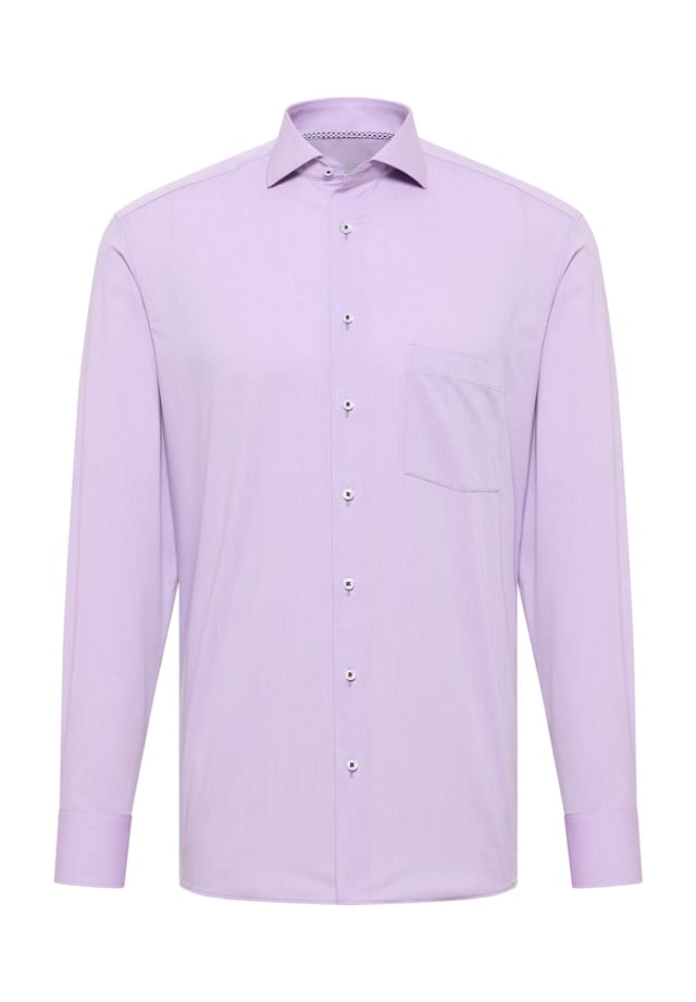 

Рубашка из простой ткани шамбре современный крой Eterna, лавандовый