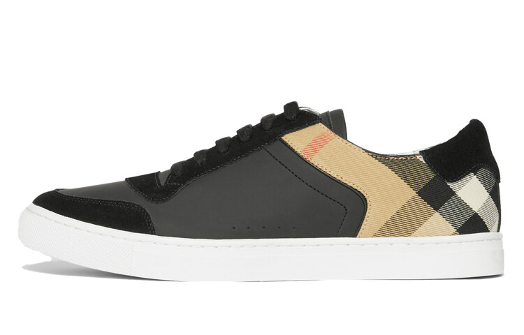 Кроссовки Burberry Leather Suede and House Check Black Archive Beige White